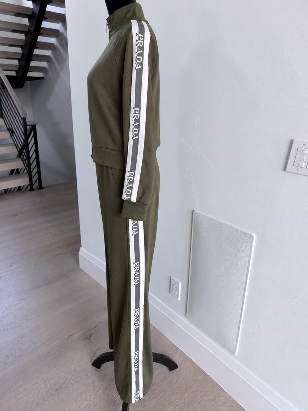 Prada Olive Green Zip-Front Tracksuit Matching Set size S - Picture 6 of 7